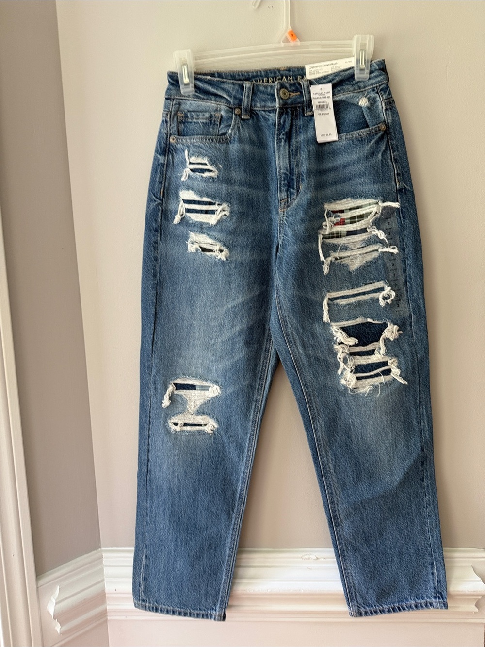 American Eagle Outfitters Light Blue Mom Jeans - Stretch Waistband Size 2 Short